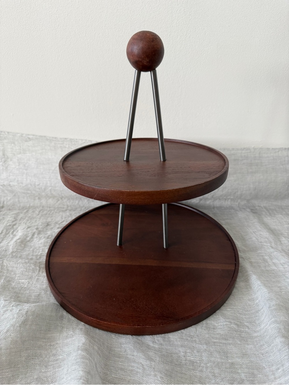 Crate&Barrel Brown Wooden Two-Tier Server